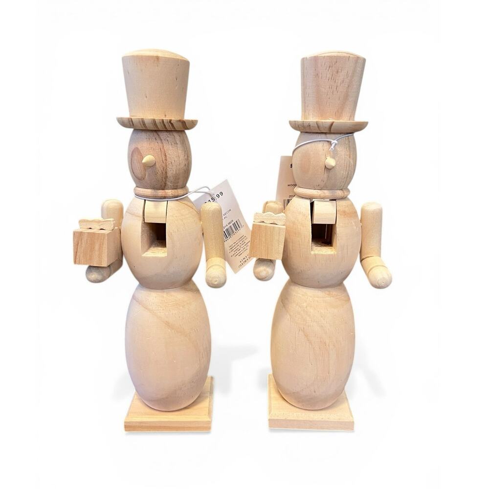 NWT Unfinished Wooden Christmas Winter Snowman Style Nutcrackers